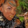 African Redhead Woman With Snake paint by number