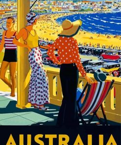 Australia Retro Beach Poster paint by number