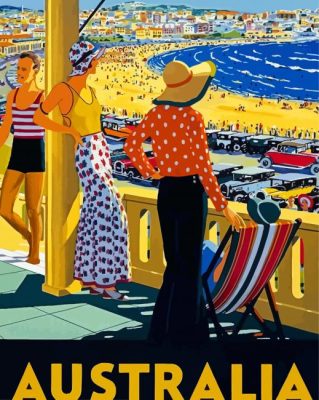 Australia Retro Beach Poster paint by number