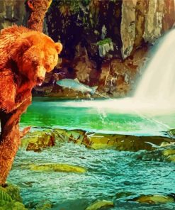 Bear Waterfall paint by number