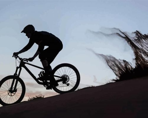 Bike Sand Dunes Rider Silhouette Paint by number