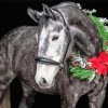 Black And White Horse With Wreath Paint by number