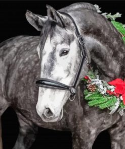 Black And White Horse With Wreath Paint by number