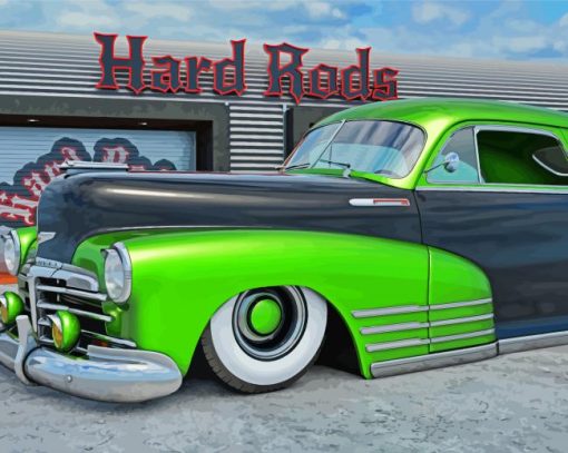 Black And Green 48 Chevy Fleetline paint by number