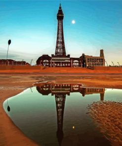 Blackpool Tower Water Reflection Paint by number