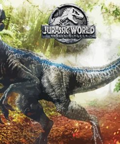Blue Jurassic World Poster paint by number