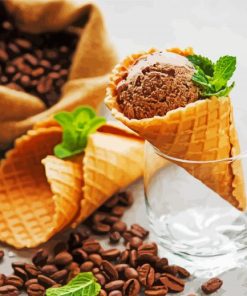 Chocolate Ice Cream Cone With Coffee paint by number