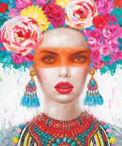 Colorful Floral Spanish Woman paint by number