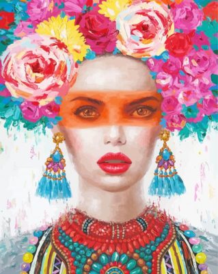 Colorful Floral Spanish Woman paint by number