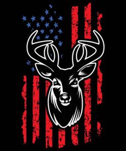 Deer American Flag paint by number