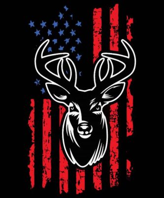 Deer American Flag paint by number