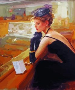 Elegant Lady In Black Dress paint by number