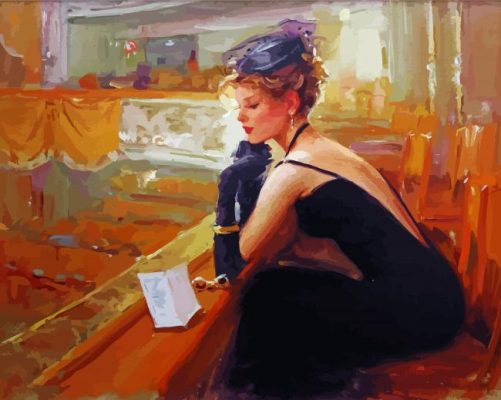 Elegant Lady In Black Dress paint by number