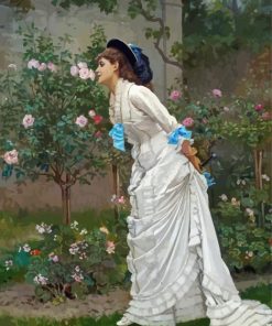 Girl And Roses By Auguste Toulmouche paint by number