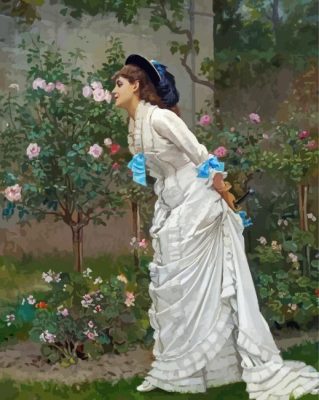 Girl And Roses By Auguste Toulmouche paint by number