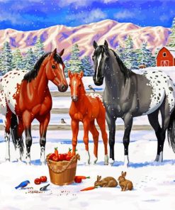 Horses Winter On The Ranch paint by number