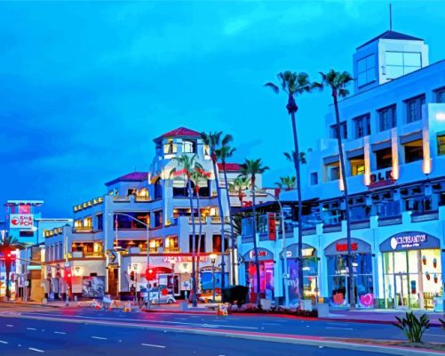 Huntington Beach Buildings paint by number