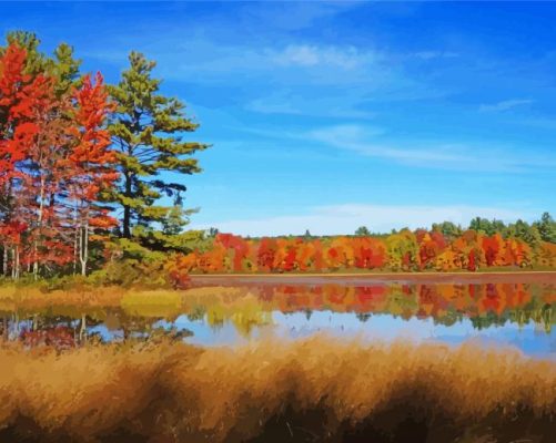 Lake Winnipesaukee Fall paint by number