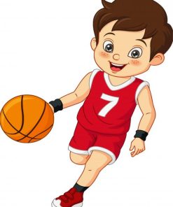 Little Boy With Basketball Art paint by number