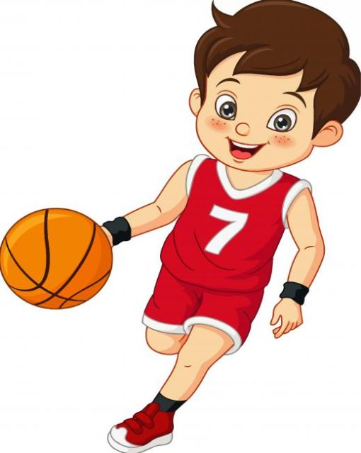 Little Boy With Basketball Art paint by number