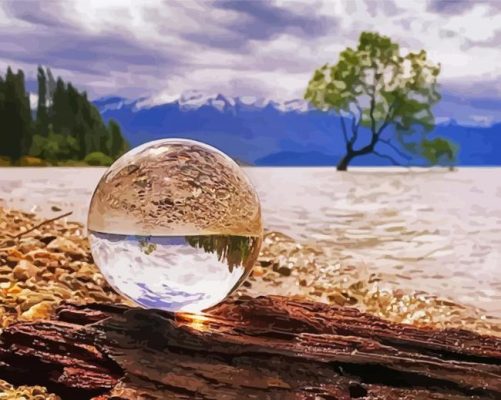 Lake Glass Globe Reflection paint by number