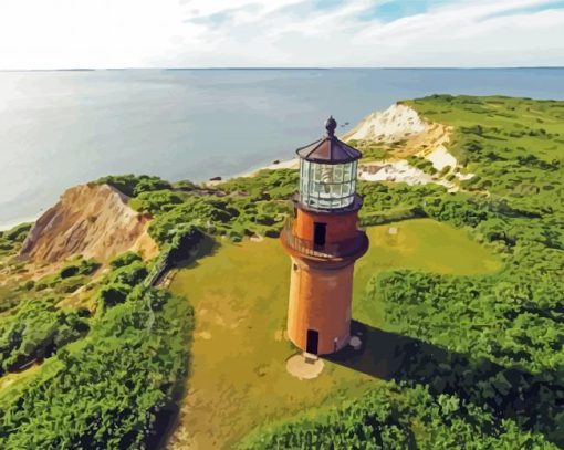 Marthas Vineyard Gay Lighthouse paint by number