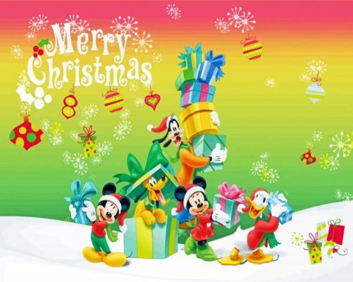 Mickey Mouse Christmas Celebration paint by number