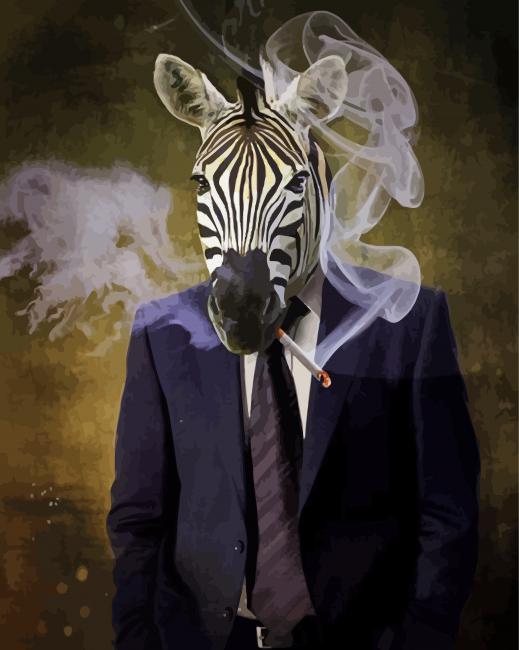 Mr Zebra Smoking paint by number