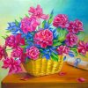 Pastel Flowers In Basket paint by number