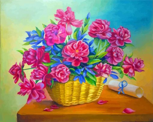 Pastel Flowers In Basket paint by number