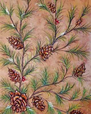 Pine Cones And Spruce Branches paint by number