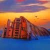 Ship Wrecked Sunset paint by number