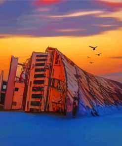 Ship Wrecked Sunset paint by number