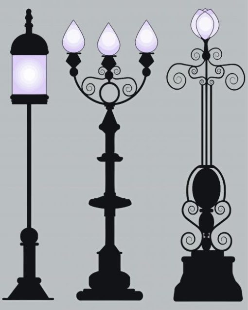 Street Lamps Illustration paint by number