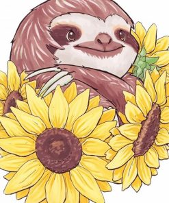 Sunflowers And Sloth Art paint by number
