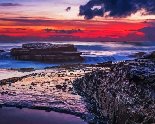 Sunset At Manly Beach Australia Paint by number