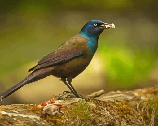 The Common Grackle Bird paint by number