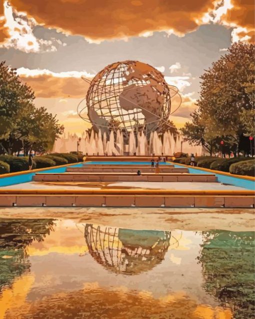 The Unisphere Queens Worlds Fair paint by number