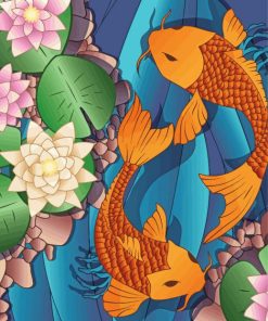 Water Lilies With Koi paint by number