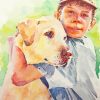 Watercolor Children And Dog paint by number