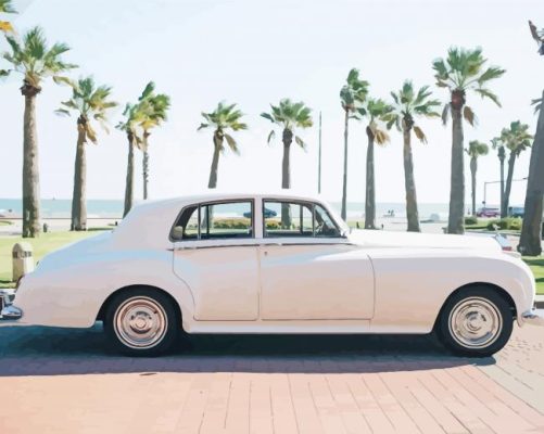 White Vintage Rolls Royce paint by number