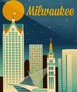 Wisconsin Milwaukee City Poster paint by number