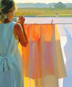Women Hanging Laundry Art paint by number