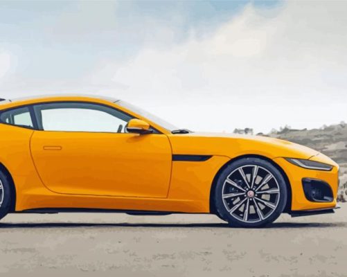 Yellow Jaguar F Type Car Paint by number