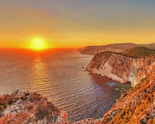 Zante Greece At Sunset paint by number