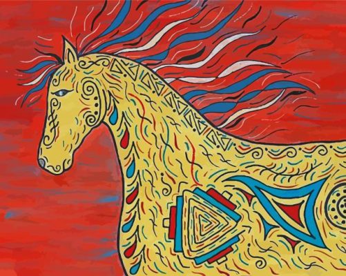 Aesthetic Tribal Horses Art paint by number