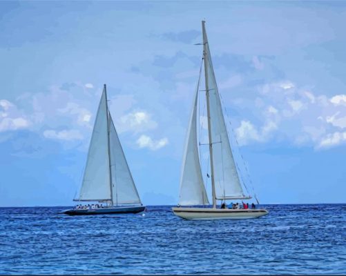 Aesthetic White Sailboats paint by number