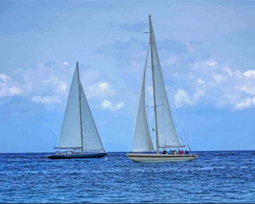 Aesthetic White Sailboats paint by number