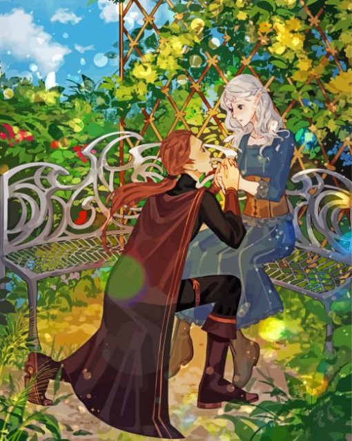 Aesthetic Anime Couple In The Garden paint by number