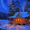 Beautiful Snow Cabin paint by number